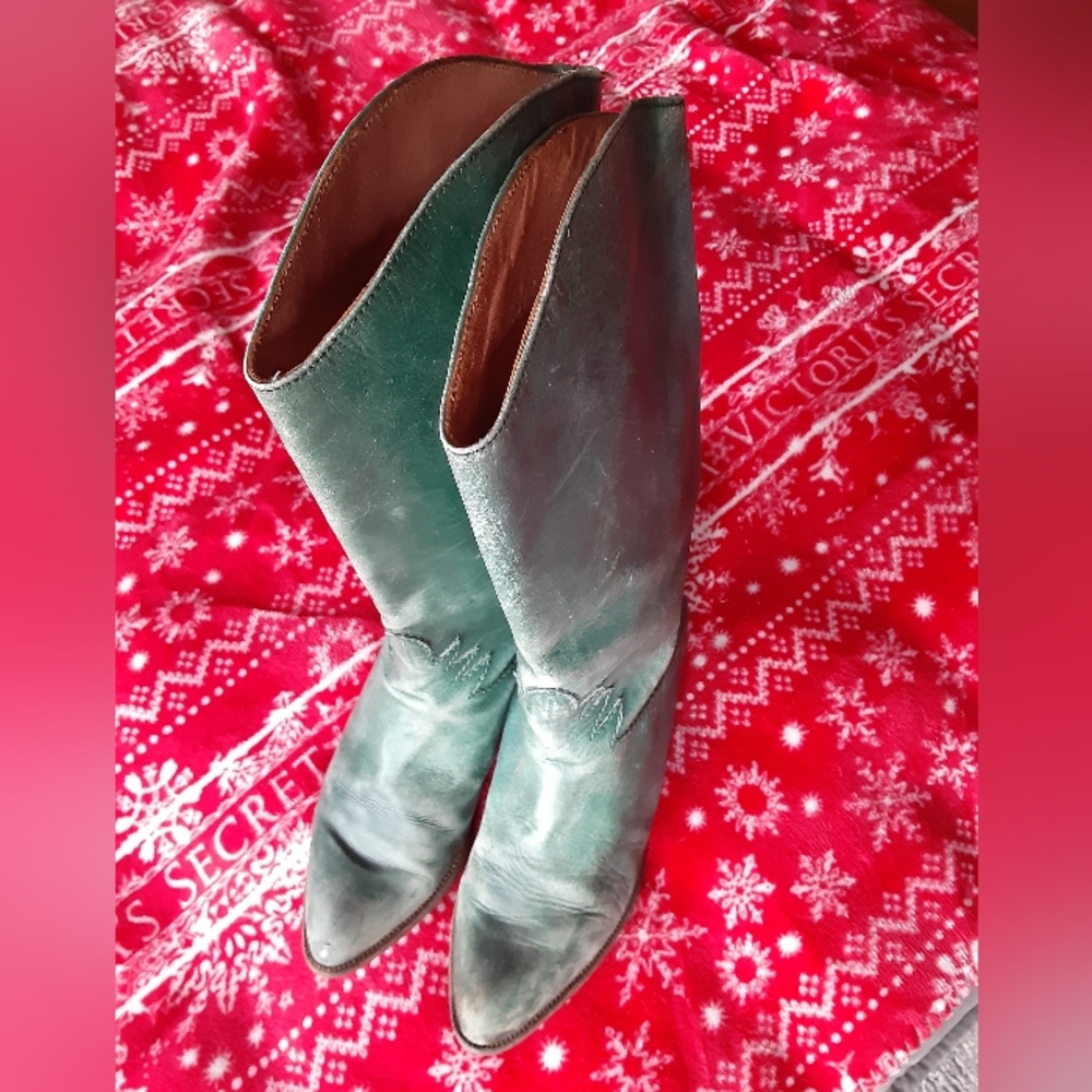 Green Leather Women's Boots
